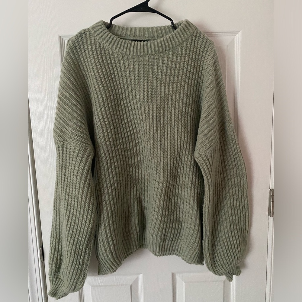 Worn Once - Pretty Garden Balloon Sleeve Sage Green Sweater XL